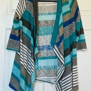 Flamingo Urban Teal and Gray Striped Cardigan